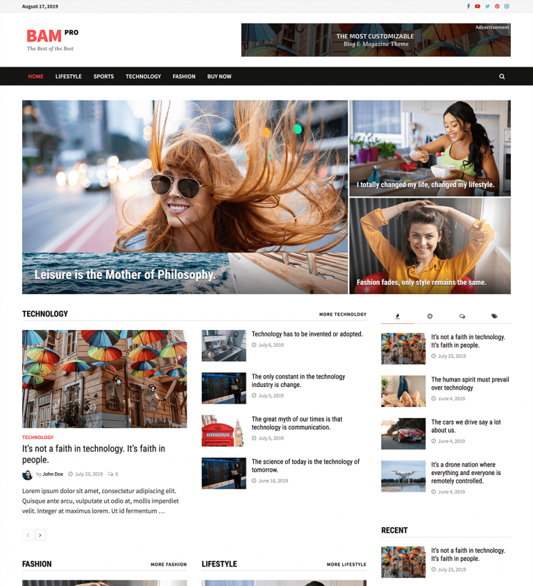 Bam Pro WordPress Theme - ThemezHut